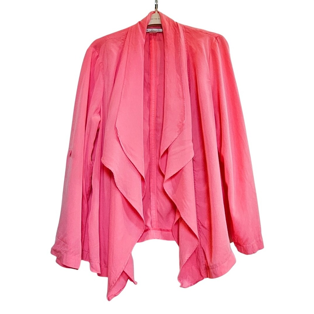 Peter Nygard Coral Pink Tencel Waterfall Open Front Jacket Womens 18 354H3411